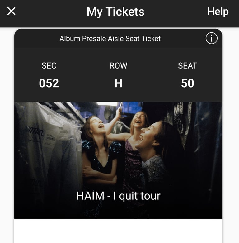 Haim, 2 tickets, Glasgow 31/10/25, £140
