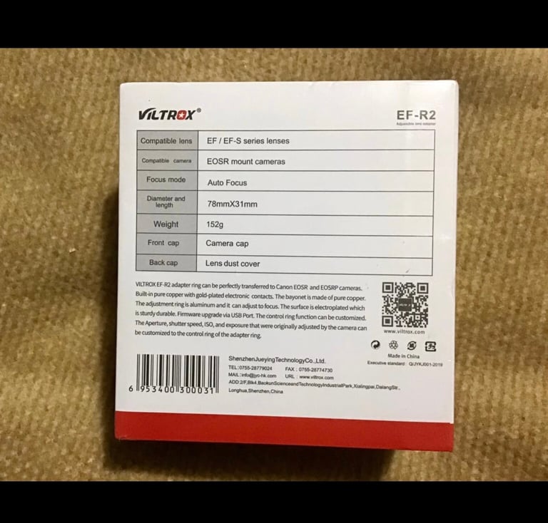 CANON EF-R2 VILTROX CONTROL RING, FIT EF LENSES TO EOS “R”.   REDUCED 