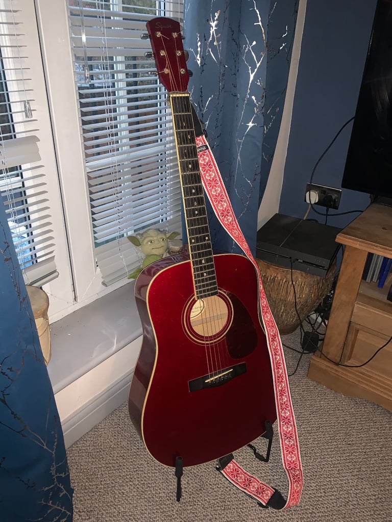 Fender Squier Acoustic Guitar with stand and strap