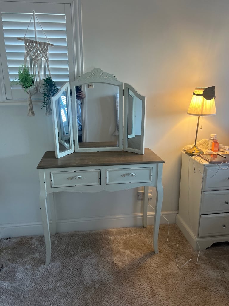 Vintage dressing table, mirror and drawers 