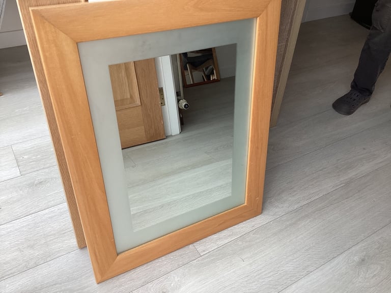 Wooden rectangular shaped mirror 