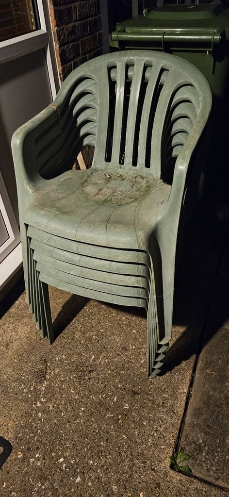 image for x6 Green garden chairs