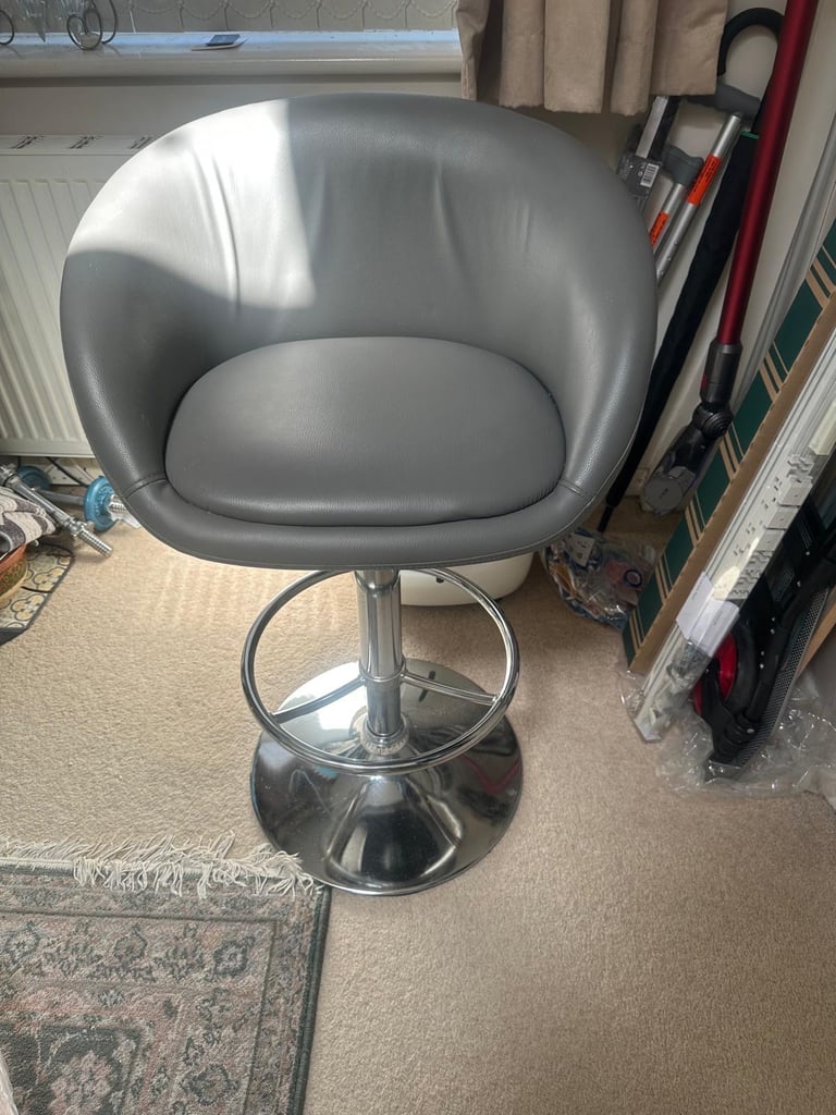 image for Bar stool, adjustable height & swivel. Faux leather.