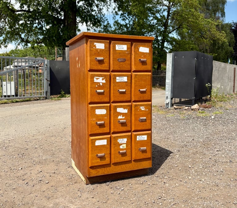Oak Bank Of Drawers Vintage Multi-Drawer Cabinet Haberdashery Rest. Project