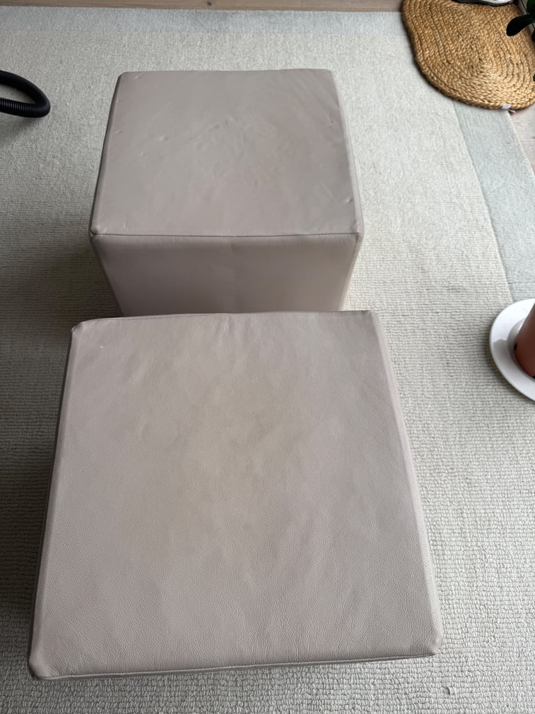 Leather cube stools 