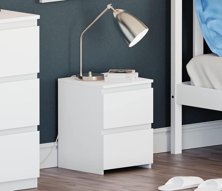 image for Vida designs Denver 2 drawer bedside chest white 40x29,5x29,5cm 