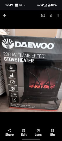electric fireplace daewoo flame effect stove heater
