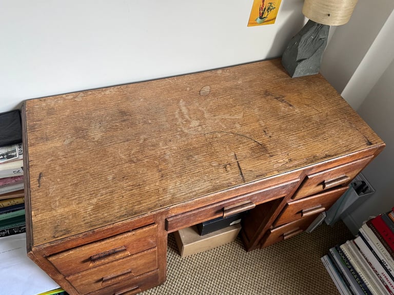 Art Deco Oak Pedestal Desk 1920s 1930s