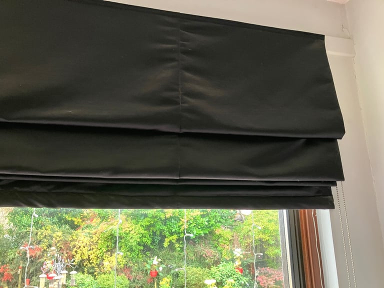 Lovely Black Roman Blinds with side track - large size (240cm x 210cm drop) Cost over £200