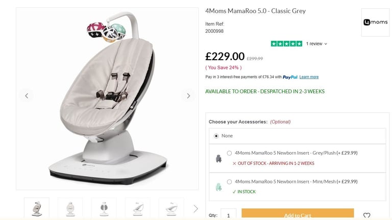 image for 4moms™ MamaRoo™5 - White Baby Rocker Electric