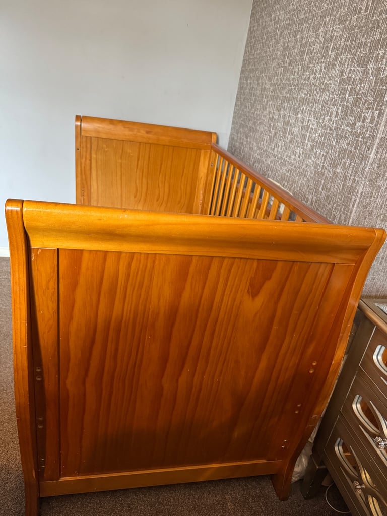 Solid Wood Sleigh Cot Bed