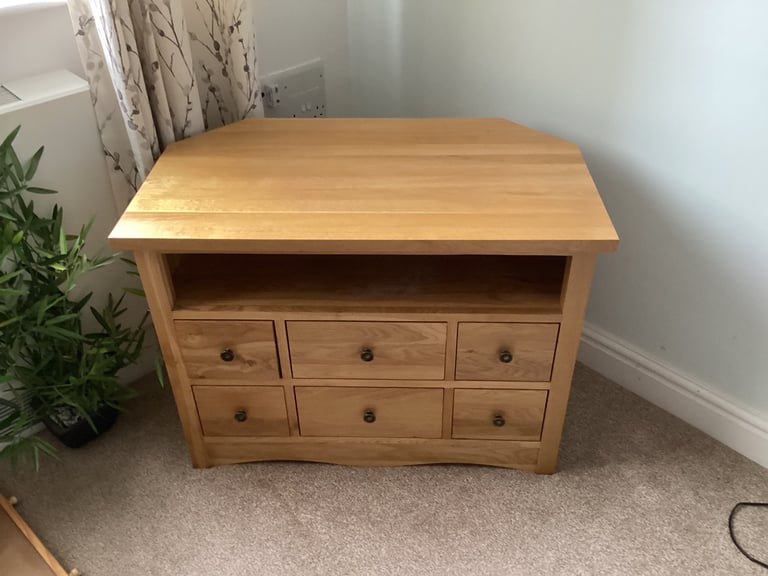 Solid oak television unit
