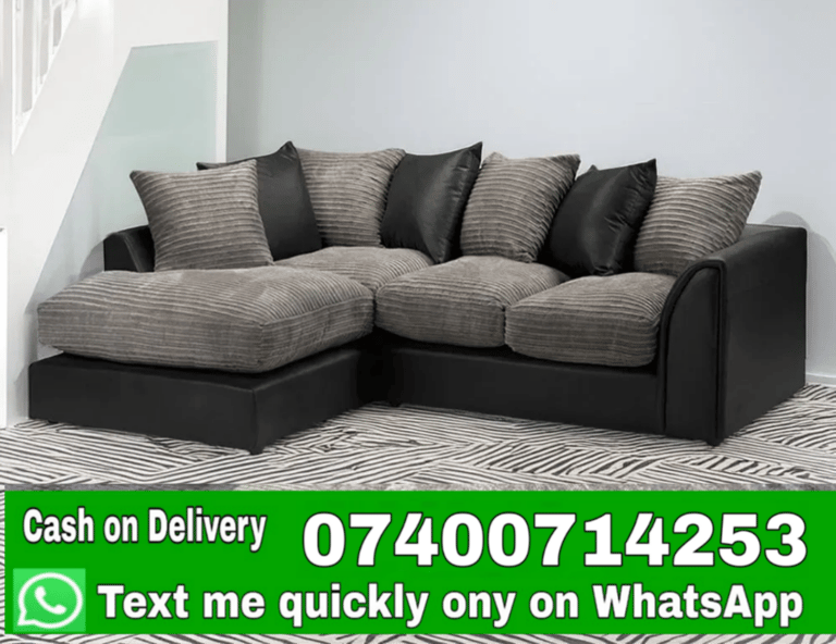 image for Jumbo Cord Sofas - Luxury Corner & 3 Seater 2 Seater Sofa Available - Fast reply whats app only 