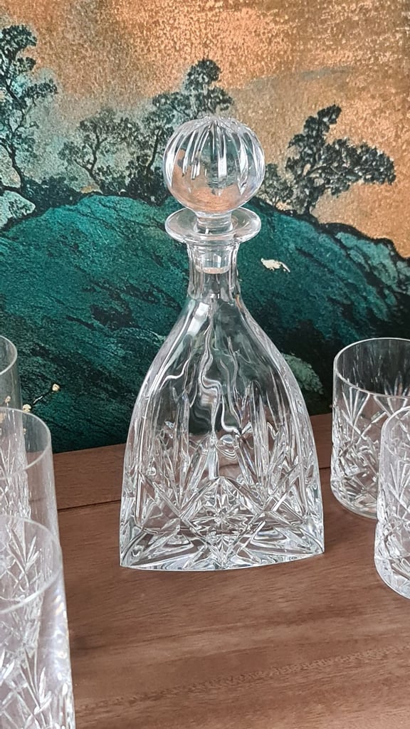 LEAD CRYSTAL GLASSES AND DECANTER 