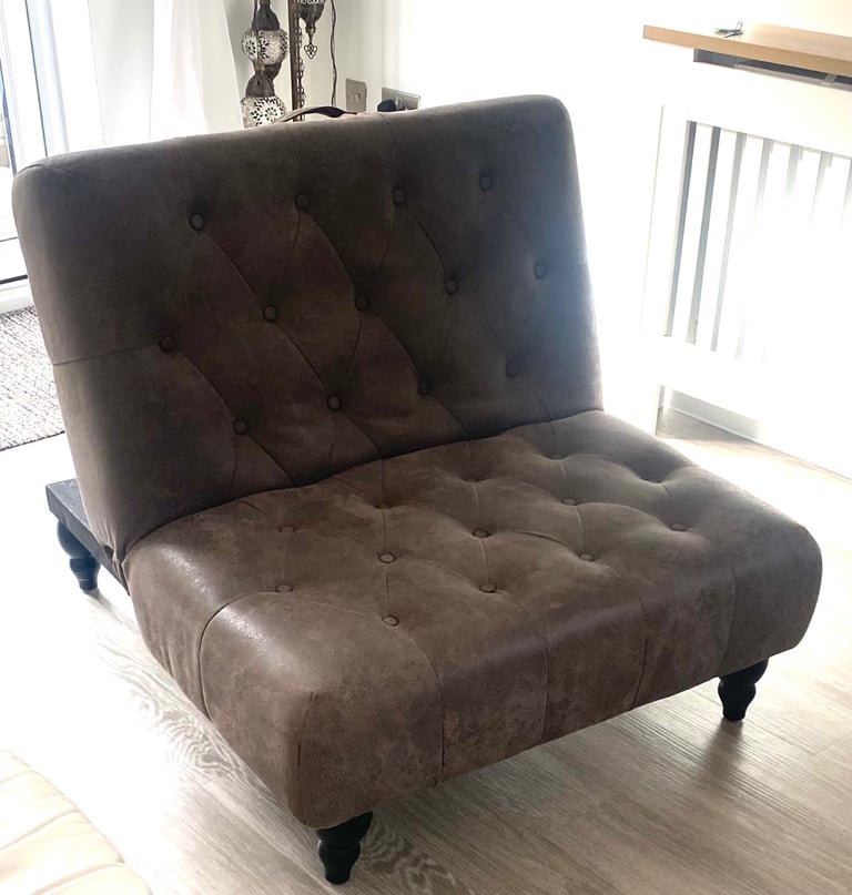 image for Next brown faux leather footstool/chair