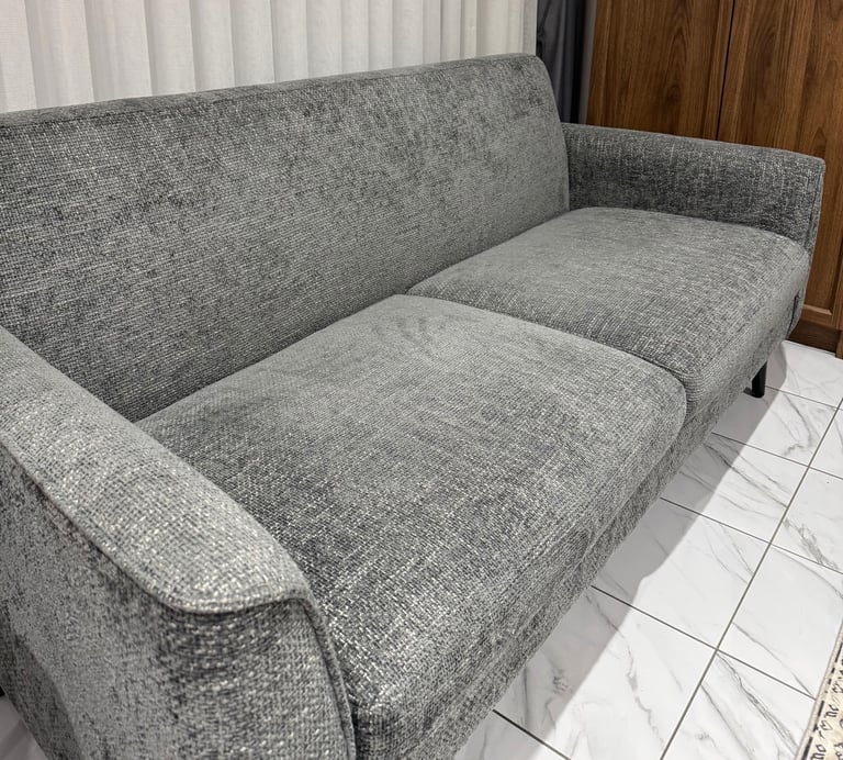 Chunky Chenille Dark Grey Mila 3 Seater Small Sofa