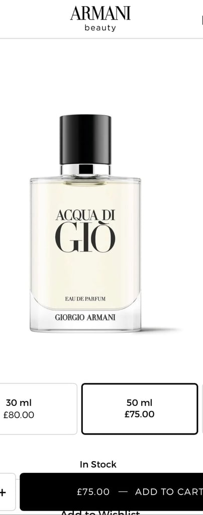 AUTHENTIC Giorgio Armarni Acqua Di Gio 50ml GENUINE