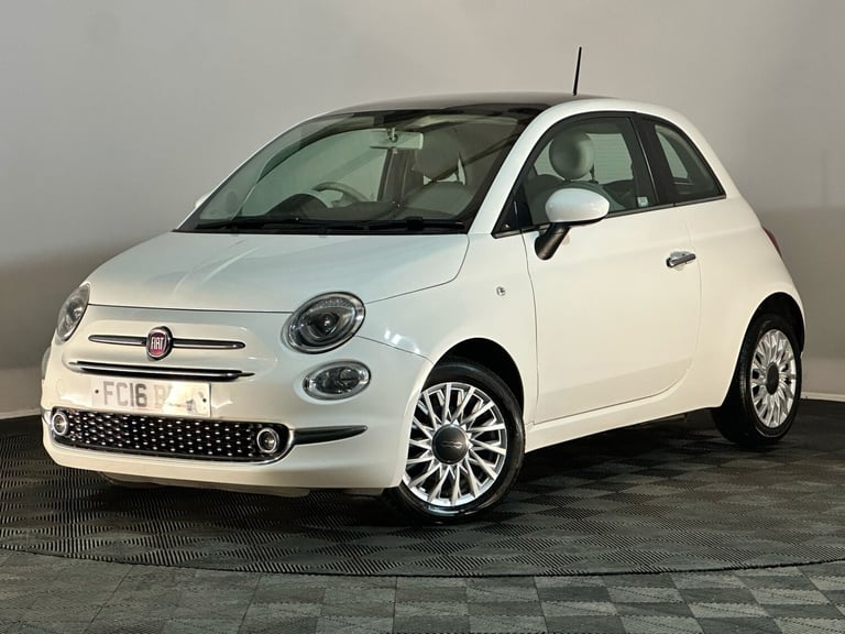 WHITE 2016 FIAT 500 LOUNGE 1.2 PETROL 3 DOOR HATCHBACK 1 PREVIOUS OWNER £20 TAX