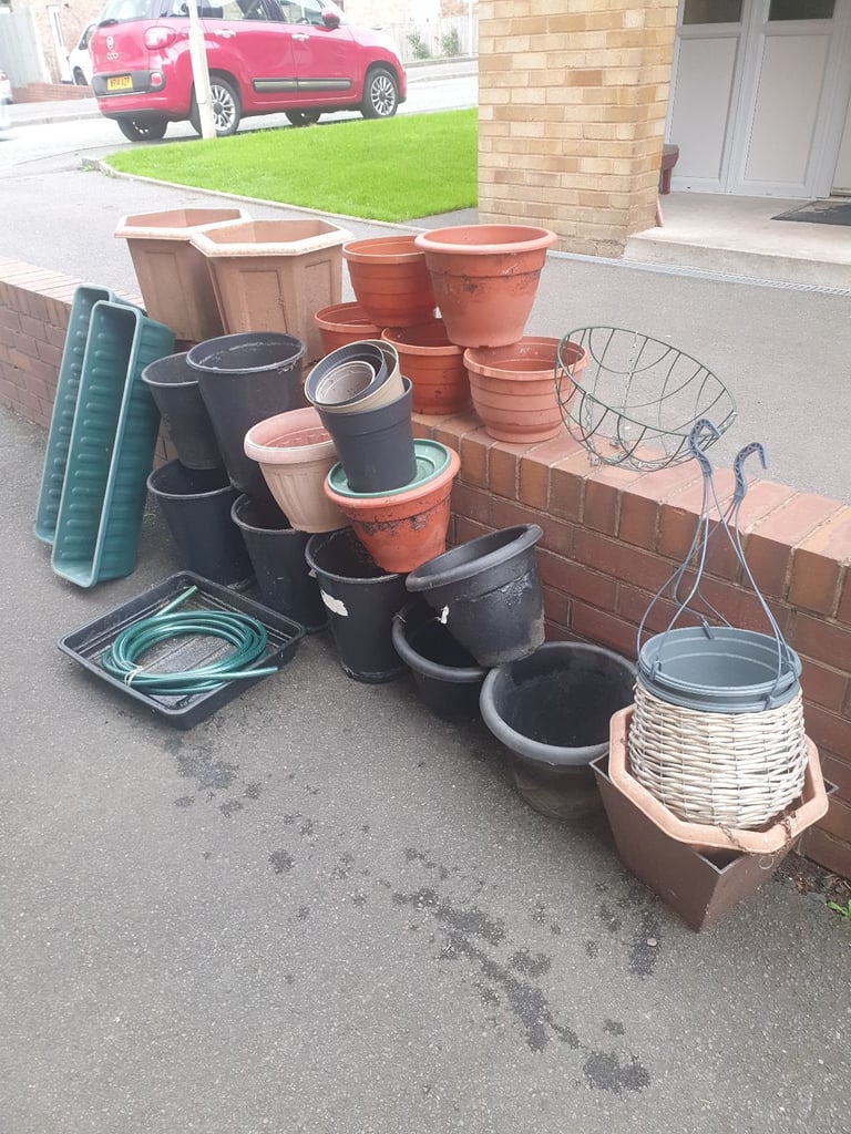 image for Joblot Of Pots, Planters, Hanging Baskets, Trays, Hose & Troughs, Good Condition, Very Useful.