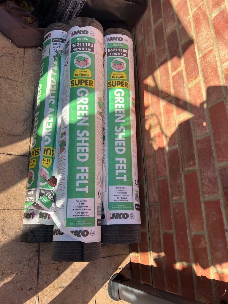 10m Roll Iko Green Shed Roof Felt Material. 15 Year Life. 1m Wide