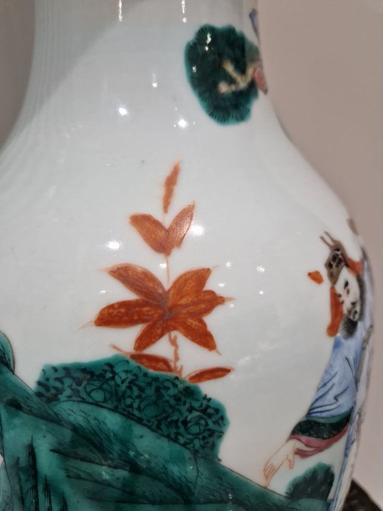 Antique Chinese Famille Verte Vase 