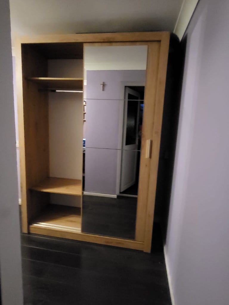 Large double wardrobe with mirror panel