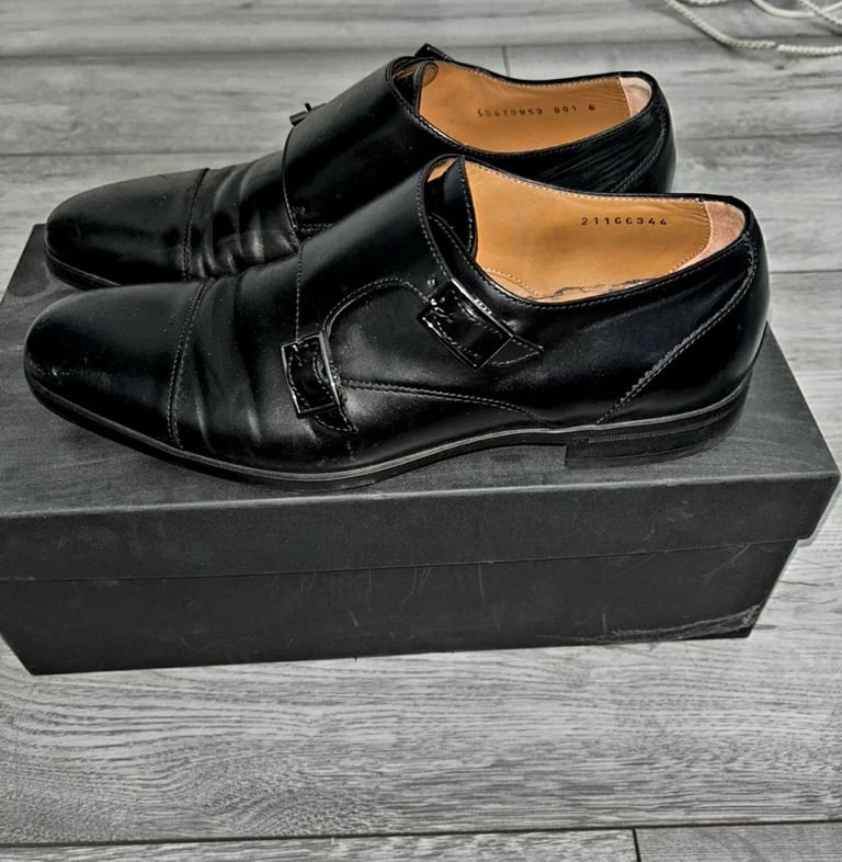 Hugo boss leather monk shoes 