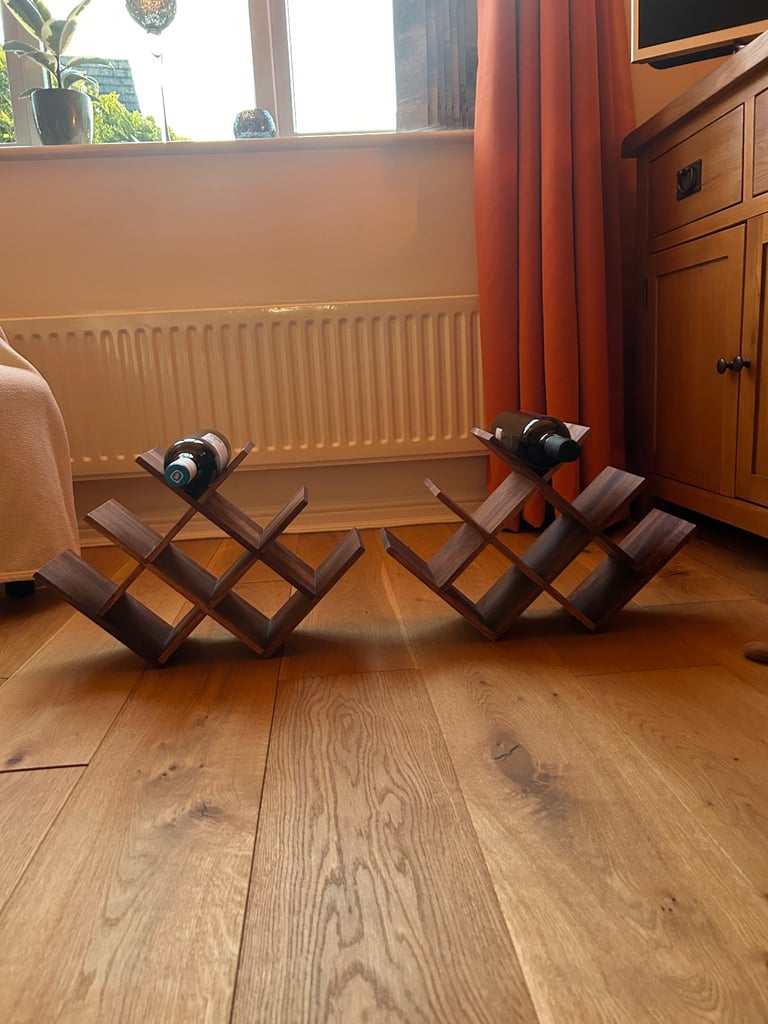 image for Pair of attractive hardwood free standing wine racks