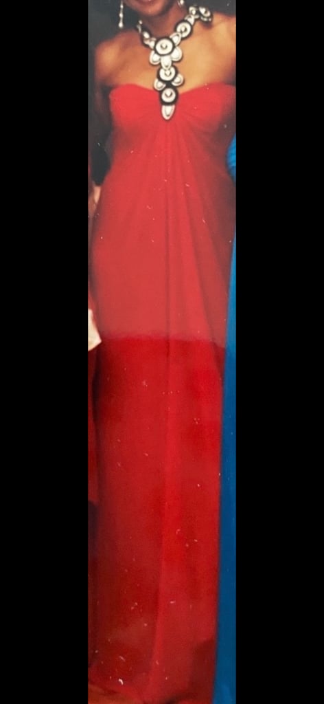 Elegant red colour 100% Silk long dress size 12 UK for about height 5Ft 9-10inches tall lady