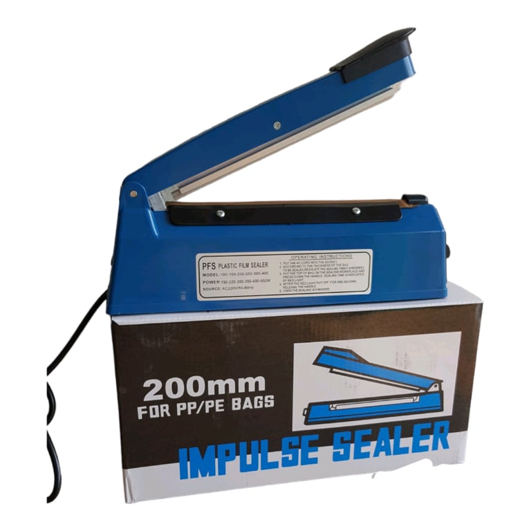 IMPULSE HEAT SEALER PLASTIC BAG FILM SEALING MACHINE METAL 200MM