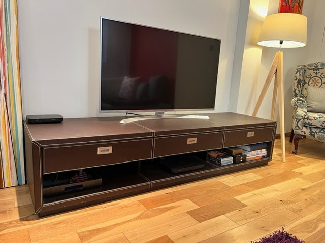 Dwell Leather Three Drawer Low Television Unit