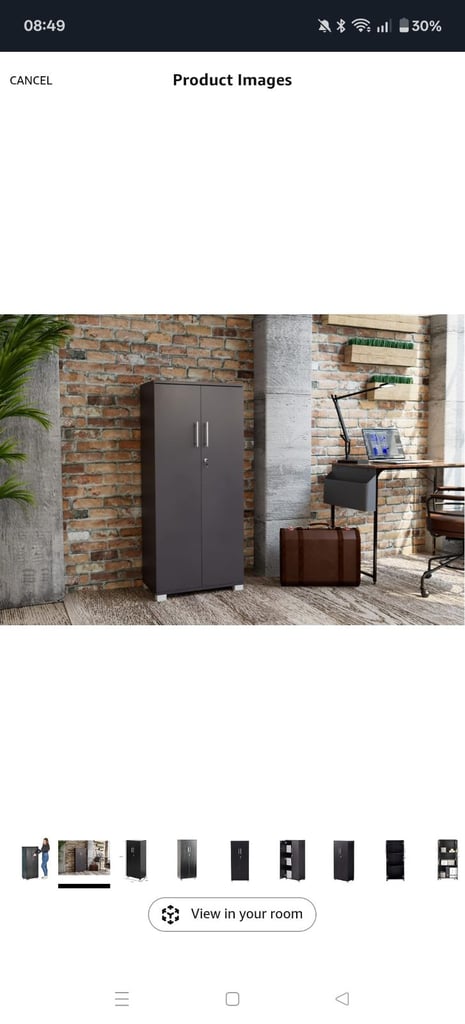 Black Wooden Storage Cupboard – Lockable 2-Door Cabinet with 2 Shelves 