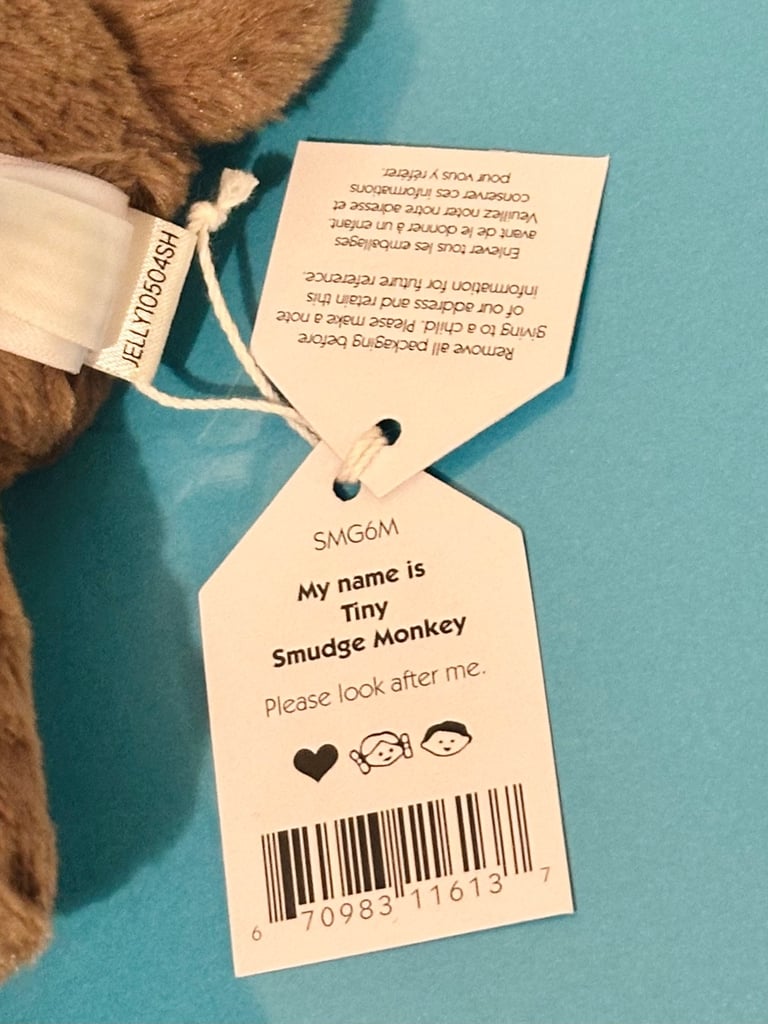 BNWT Jellycat Smudge Monkey Tiny size
