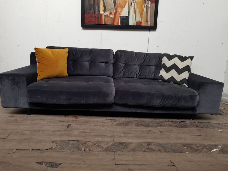 image for Habitat Hendricks 4 seater sofa in grey velvet RRP £1600