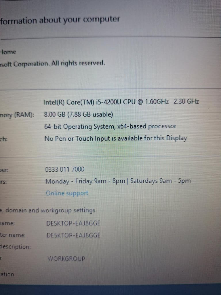 Acer i5(4th gen) 1tb hdd,8gb ram win10 laptop