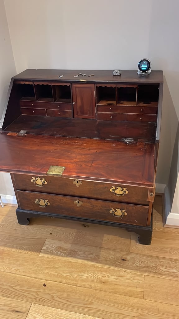Original antique writing table and chest of draws