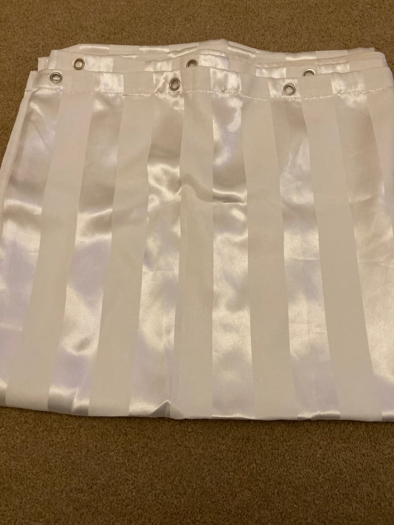 White silk shower curtain 