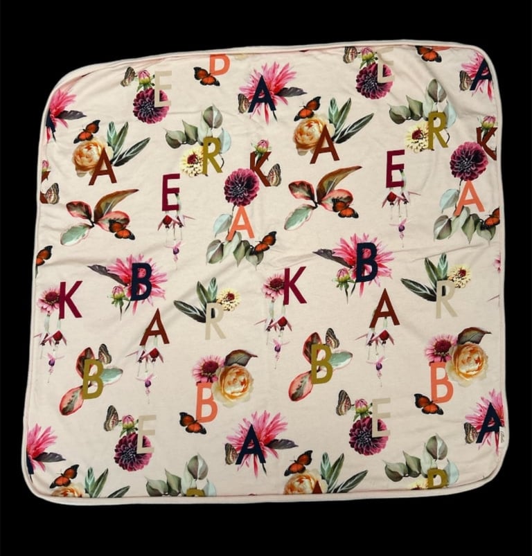 Pink Letters Alphabet Baby Blanket Cot Blanket Comforter Soother 28x26” Made By Baker