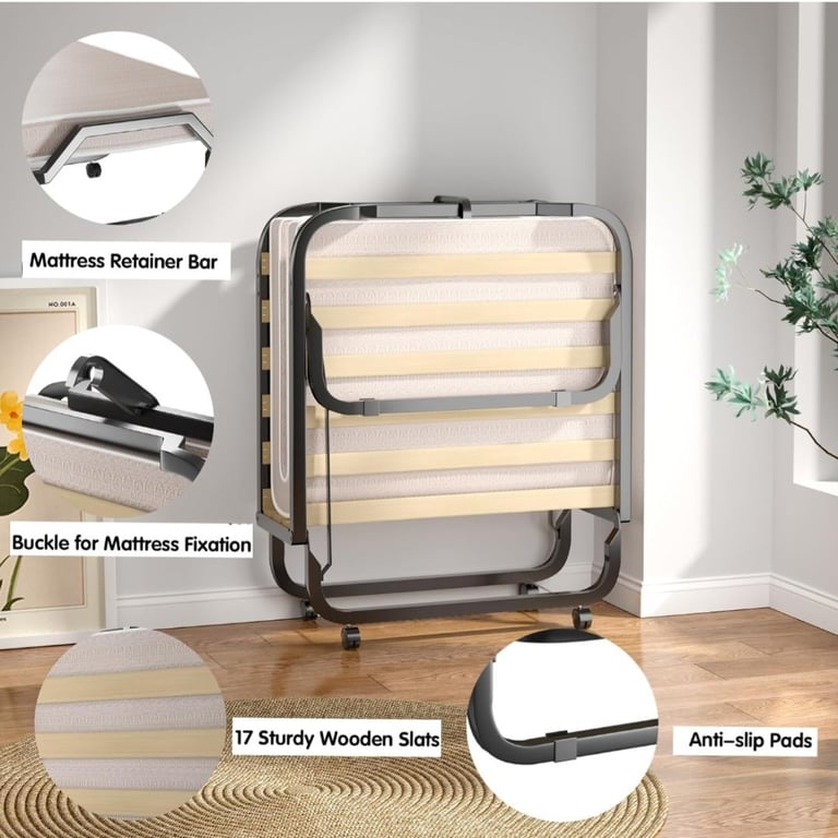 Folding Bed with 10cm Thick Memory Foam Mattress