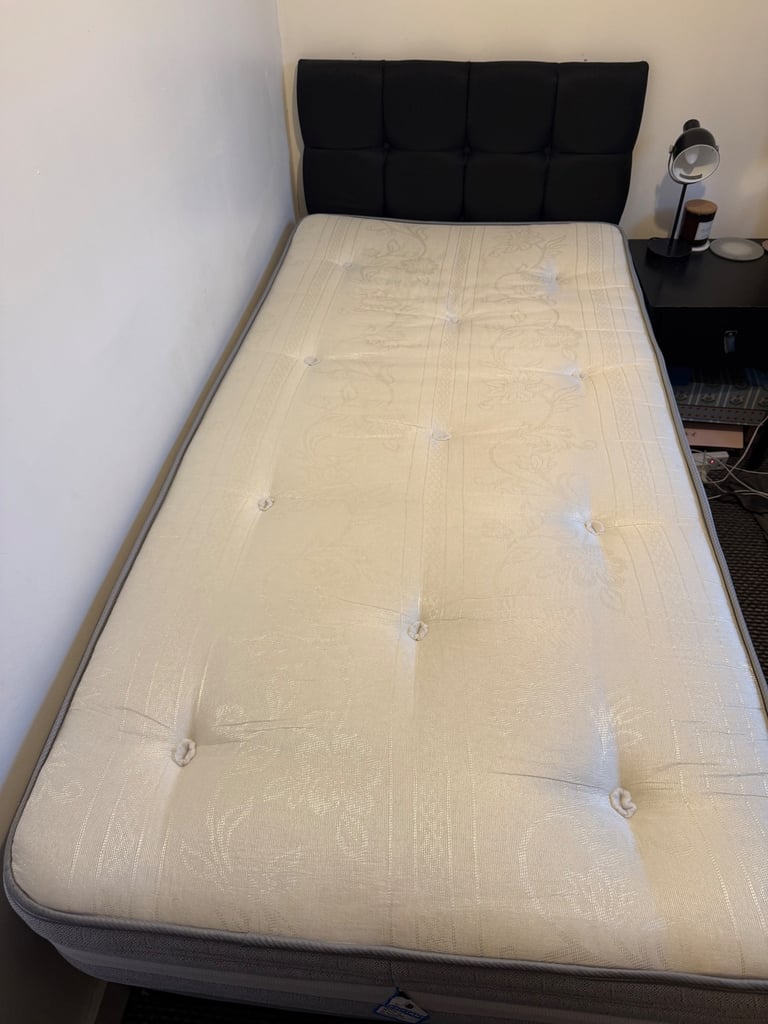 Single divan bed with mattress and storage + wardrobe 
