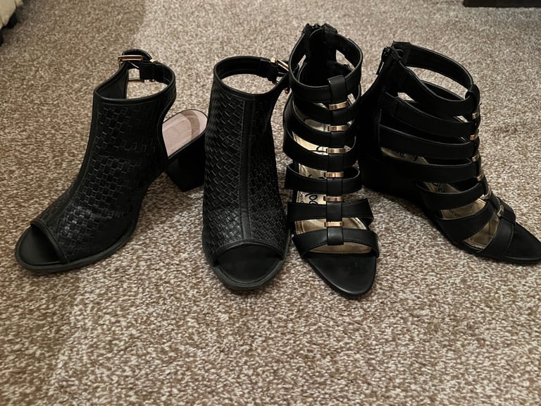 Ladies black shoes size 4 for both pairs