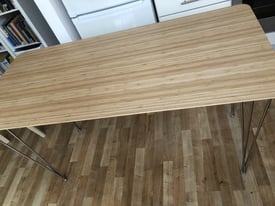 IKEA HIVER ANFALLARE bamboo tabletop +Chrome Rothley Designers Hairpin Legs, desk dining table