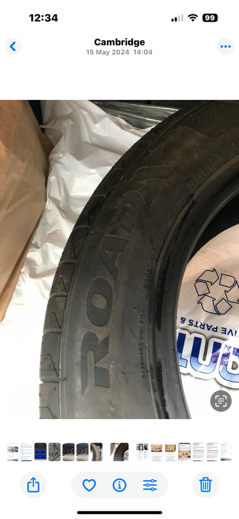 Road X nearly new car tyre 185/60R15