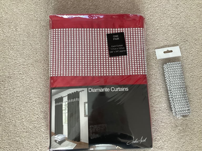 image for Pair of NEW John Aird Diamanté Curtains with NEW Diamanté Tiebacks