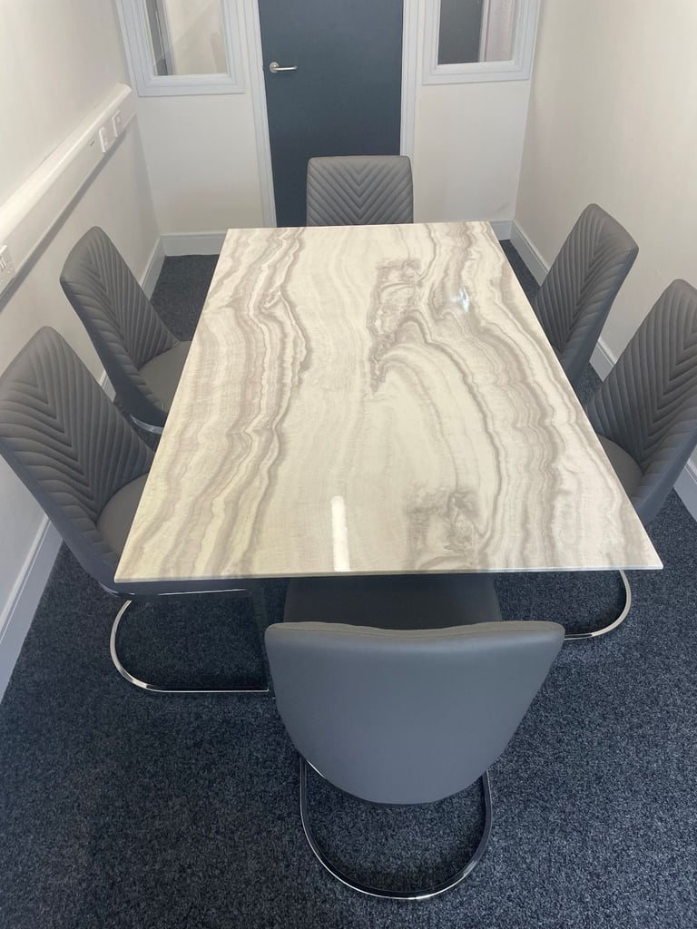 Marble Effect Dining Table & 6 Chairs