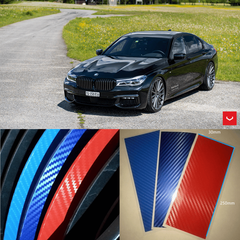 Waterproof M Stripe Decal Sticker Race Carbon Fiber for BMW Exterior Decor