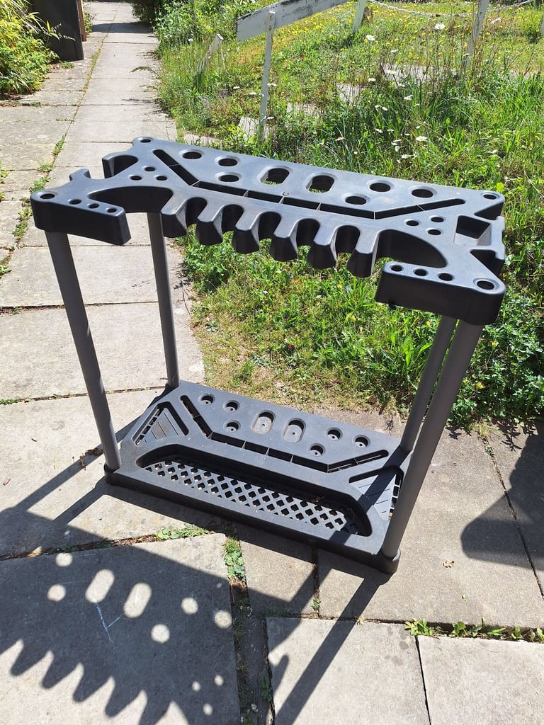 Sturdy Plastic shed garden tool storage rack 