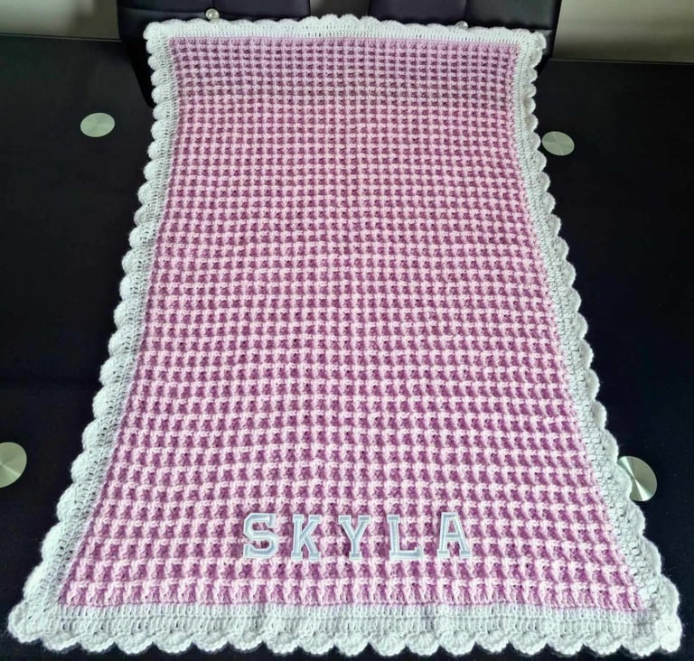Crochet Baby Blanket, Personalised, Girls and Boys colours available