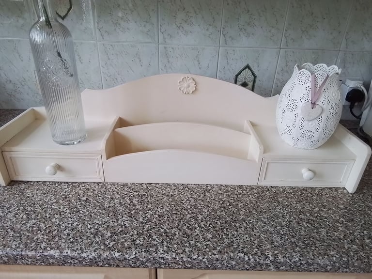 image for Dressing Table Top Organiser In Cream Wood Shabby Chic 