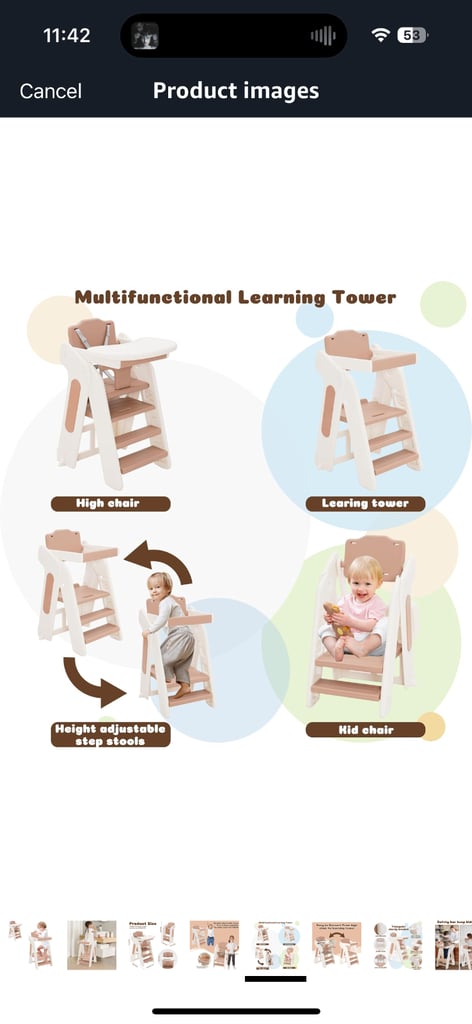 Multi function learning tower/ high chair 
